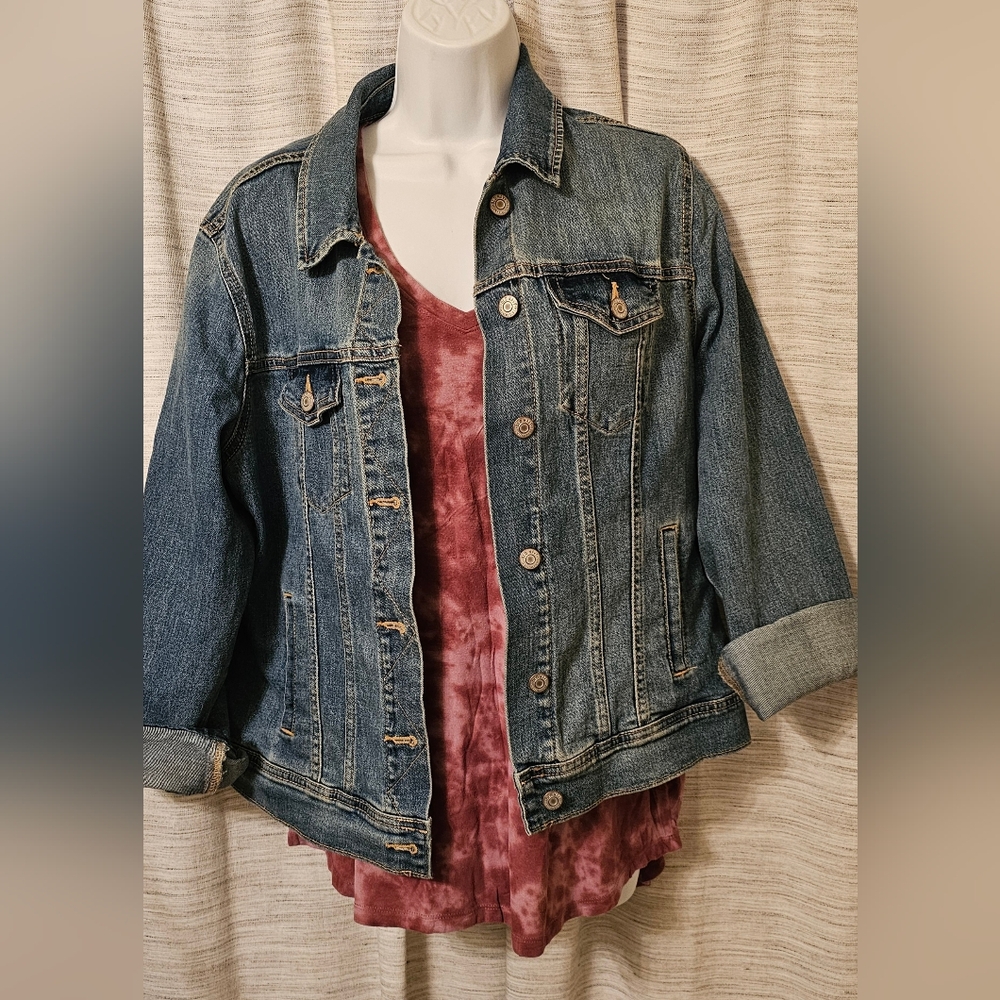 Denim Jacket with Tie Dye T-shirt